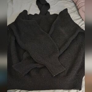 Black off The Shoulder Sweater Blouse